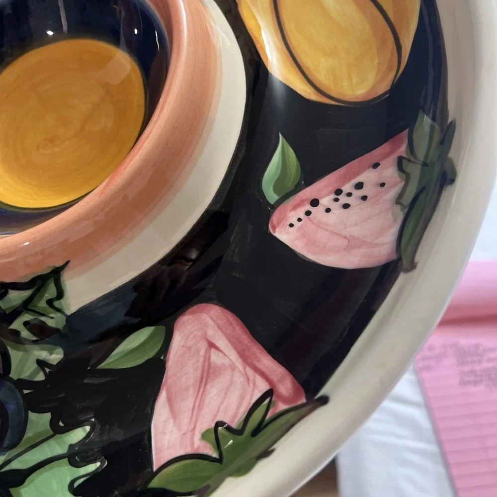 Vicki Carroll Hand Painted Fruit Chip & Dip Platter 12
